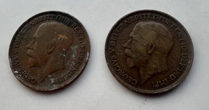 1918 George V One Penny Münzen x 2 - Bild 1 von 2