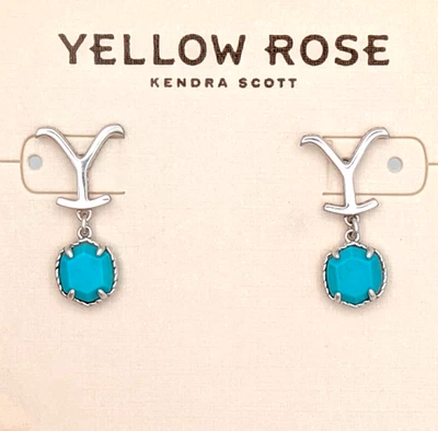 "Винтажные серебряные" пестрые серьги-капли с бирюзой магнезитом Kendra Scott с DB - Изображение 1 из 4