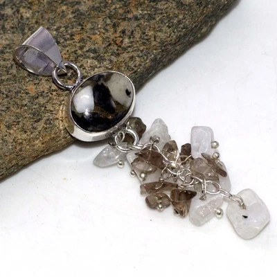 Colgante Uvas Cobre Blanco Búfalo Turquesa Piedra Lunar Cuentas 2.5" JW Foto 1 de 3