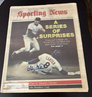 Gary Carter Signed Autographed 1986 World Series Sporting News NY Mets - Image 1 of 3