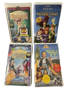 Disney Sealed VHS Movie Lot 4 Bambi, Peter Pan, Wizard Of Oz, Sleeping Beauty - Picture 1 of 5