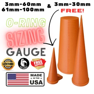 Herramienta de medición de cono de tamaño de junta tórica 3 mm-60 mm/61 mm-100 mm y 3 mm-30 mm libre (naranja) - Imagen 1 de 7