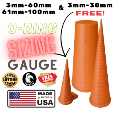 O-Ring Sizing Cone Measuring Tool 3mm-60mm/61mm-100mm and 3mm-30mm Free (Orange) - Image 1 of 4