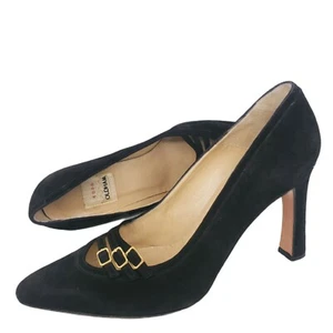 RARE VTG Todd Oldham LERRE Black Suede Heels Pumps Made in ITALY Size EU 37.5 - Picture 1 of 12