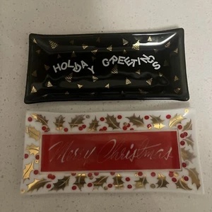 Houze Glas Weihnachtstabletts 2er Set - Bild 1 von 2