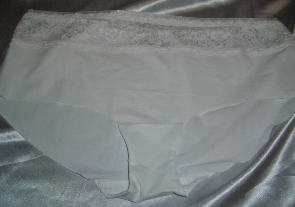 Tolles glattes Nylon Spitzen Höschen Gr. 50 Slip weiß Schlüpfer Panty  (H382) - Bild 1 von 3