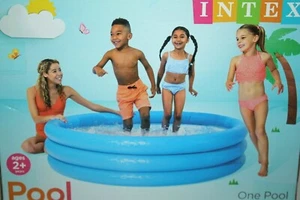 INTEX CRYSTAL BLUE POOL INFLATABLE 66"X15" KIDS SEALED - Picture 1 of 2