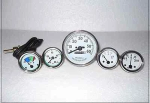 Willys MB Jeep Ford GPW CJ Speedometer Temp Oil Fuel Amp Gauges White Face - Foto 1 di 3