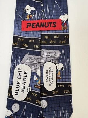 Peanuts - Snoopy Lawyer IT Chip Computadora Tema 100% Seda Corbata Azul Marino Foto 1 de 4