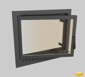 Kamintür Schornstein Tür Stahl mit Glas Schornsteinöffnung Revisionstür Kamin - Bild 1 von 6