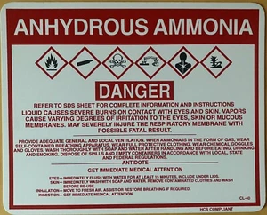 Plastic Horizontal Danger Sign Anhydrous Ammonia - Picture 1 of 1