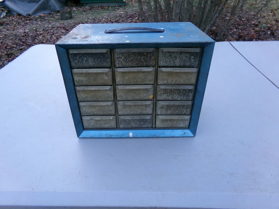 Akro-Mils 15 Drawer Metal Parts Organizer Storage Cabinet Bin Hardware - Image 1 of 4