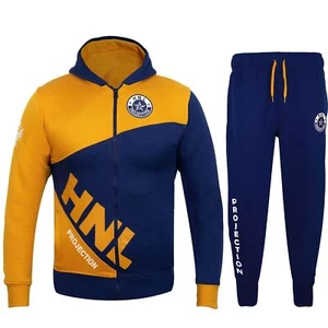 Kids Boys Girls Unisex Tracksuit Mustard HNL Zipped Hoodie & Bottom Joggers - Picture 1 of 8