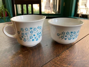 Corelle Blue Heather Creamer & Sugar Bowl Set Vintage Corningware - Picture 1 of 9