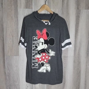 Disney Juniors XL (15/17) Minnie Mouse Top Hooded Drawstring Short Sleeve Casual - Picture 1 of 8
