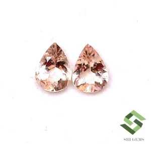 Certified Natural Morganite Pear Cut Pair 8x6 mm 1.52 CTS Loose Gemstones - Picture 1 of 7