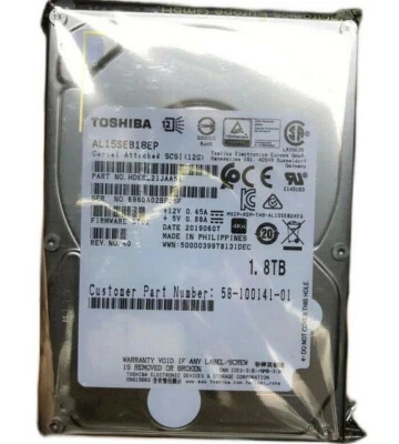 Toshiba AL 1.8TB 10K RPM 4Kn SAS 12G/ps 2.5" Enterprise Server HDD (AL15SEB18EP) - Image 1 of 3
