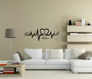 Música latidos del corazón notas musicales pegatinas de pared calcomanías de arte de pared decoración de cotización Reino Unido 101zx - Imagen 1 de 5