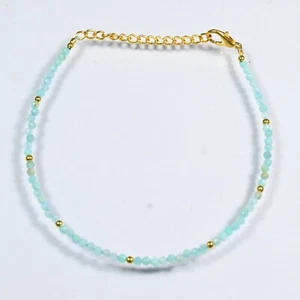 Schöne Amazonit facettierte runde Edelstein Gold gefüllt handgefertigte Armbä... - Bild 1 von 12