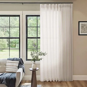 Pinch Pleated Linen 102 Inch Curtains 72 Inch Width for Living Room Divider L... - Picture 1 of 9