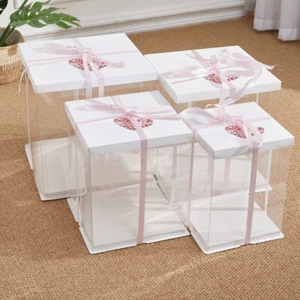 Large Clear PVC Gift Boxes Cake Dessert Packaging Transparent Box Birthday Gifts - Picture 1 of 13