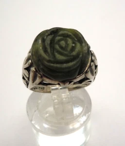 Vintage SW Irland Sterling Connemara Marmor geschnitzte Rose Kleeblatt Ring Größe 6 - Bild 1 von 11