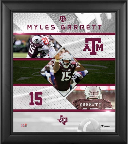 Myles Garrett Texas A&M Aggies Framed 15" x 17" Stitched Stars Collage Cover