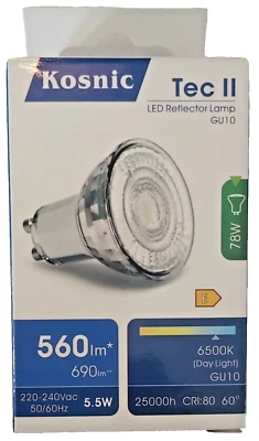 10 x Kosnic 5.5w watt LED GU10 Power Daylight White DIMMABLE spot bulb lamp  - Image 1 of 4
