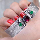 Green Onyx Cut, Red Garnet Gemstone 925 Sterling Silver Beautiful Bangle Jewelry