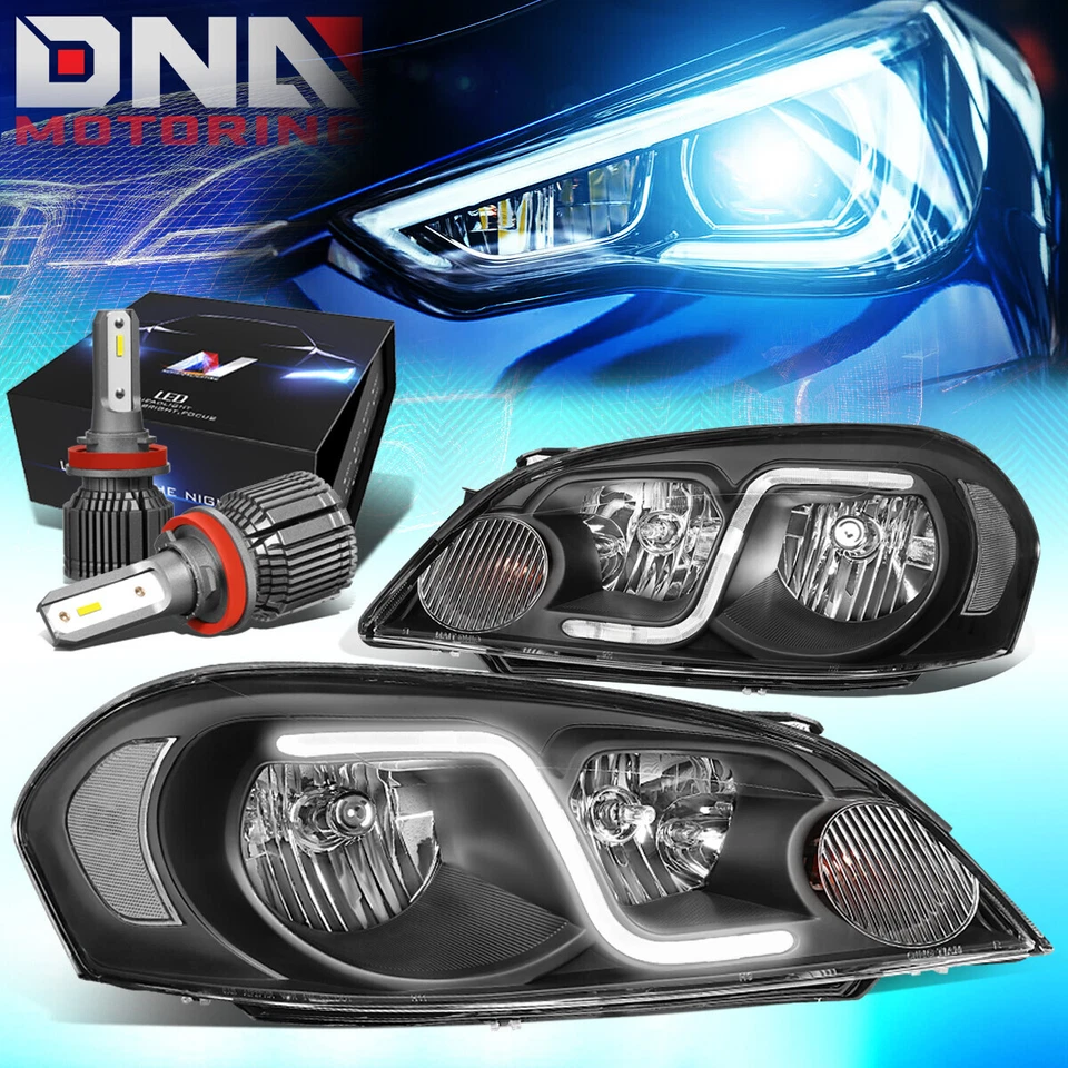 ДЛЯ 2006-2016 CHEVY IMPALA LED DRL ЧЕРНЫЙ/ПРОЗРАЧНЫЙ ФАРЫ С КОМПЛЕКТОМ СВЕТОДИОДОВ + КЛАССНЫЙ ВЕНТИЛЯТОР - Изображение 1 из 4
