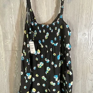 BP Nordstrom Tank Strampler schwarz geblümt Größe 1X Neu mit Etikett - Bild 1 von 6