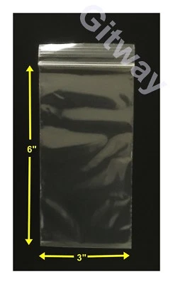 3" x 6" Reclosable Resealable Zip Top Lock Clear Poly Plastic 3x6 Bags 2 ML - Image 1 of 2