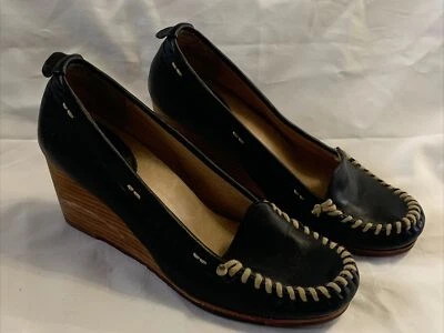 Pontos de salto de couro preto Frye 7.5 Alex wedge - Imagem 1 de 4