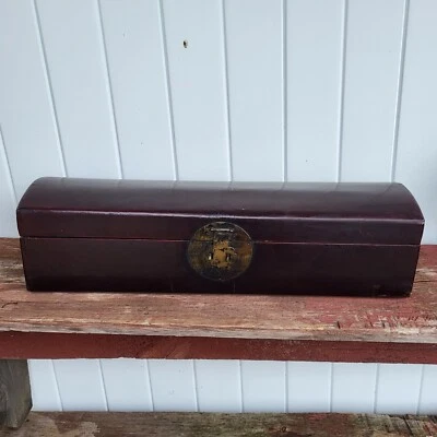 Antique Chinese Leather & Lacquered Wood Document Box 19thc W/tray Signed! - Image 1 of 4