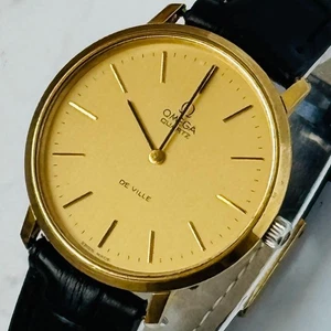 Orologio da polso uomo OMEGA quarzo DeVille gentleman spazzatura antico tondo alto - Foto 1 di 10