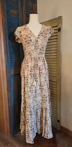 Maxi Vestido Floral American Eagle Encaje en Niveles para Mujer S Multi Boho Pradera Cabaña - Imagen 1 de 17