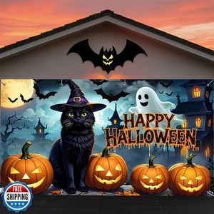 Halloween Garage Door Banner 6 * 13Ft Large Hanging Backdrop Halloween Ghost  - Picture 1 of 5