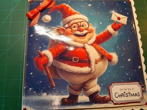New Handmade Cute Postie Themed Christmas Card Size 8" X 8" - Picture 1 of 5