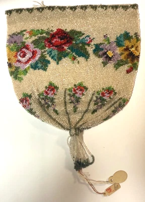 Bolsa de micro contas floral antiga - Apenas parte inferior - Nunca usada - Imagem 1 de 4