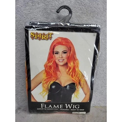 Peluca Spirit Halloween Llama Naranja Amarillo Disfraz Fiesta Juegos con disfraces Foto 1 de 2