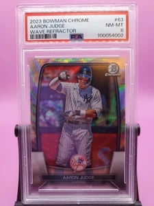 2023 Bowman Chrome - Aaron Judge #63 WAVE REFRACTOR 74/100 YANKEES PSA 8 - Picture 1 of 2