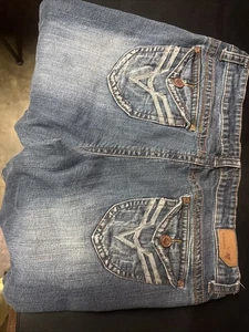 Vigos Junior BERMUDA blau Denim Shorts mittelhoher Bund Pattentaschen Größe 15 ohne Etikett - Bild 1 von 3