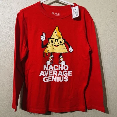 The Children’s Place 新奇图案长袖衬衫红色 S 码 5-6)全新带标签 — 第 1/4 张图片