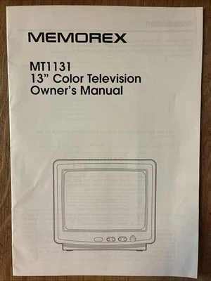 Memorex 13” TV Gaming Retro CRT Color TV Modelo MT1131 Manual do Proprietário Livro - Imagem 1 de 4