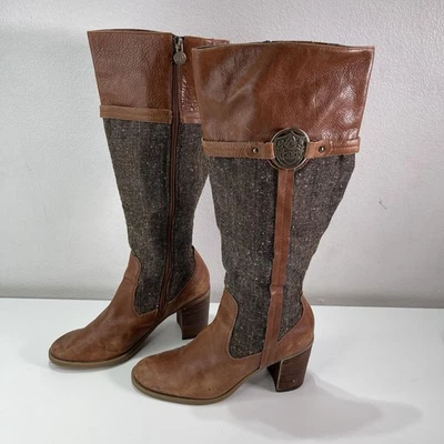 Botas de montar altas Etienne Aigner Winston de colección para mujer 9M marrón tweed ecuestre Foto 1 de 4