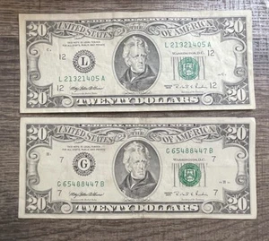 1995 Series $20 Dollar Bill Bank note Old Type US Federal Reserve Small Head (1) - Picture 1 of 2