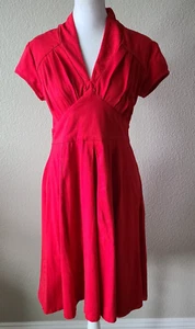 Eshakti Preppy Red Mini Women's Dress SZ 8 Medium Patriotic Cotton Spandex - Picture 1 of 11