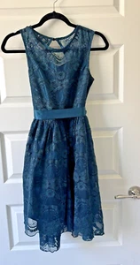 Zunie Girls Teal Lace Overlay Holiday Party Special Occasion Dress Size L/XL 16 - Picture 1 of 12