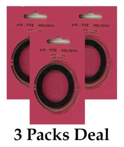 3 cápsulas de anillo AirTite I35 NEGRAS para monedas de 35 mm cristalinas almacenamiento seguro NUEVO - Imagen 1 de 3