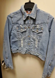 Younique  Button Down Blue Distressed  Denim Jean Jacket Jr. Size Medium Wc23 - Picture 1 of 8